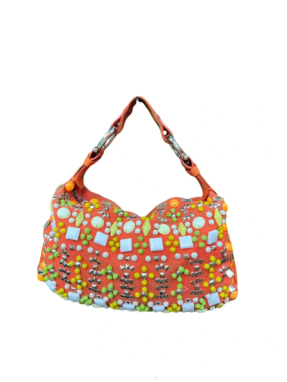 RARE Vintage Chloé by Phoebe Philo Orange Embellished Hobo Bag